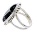 Genuine Sterling Silver Opal And Jet Jewelry Ring Size 4-3/4 AW71846