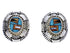 Sterling Silver Multicolor Inlay Post Earrings DW71960