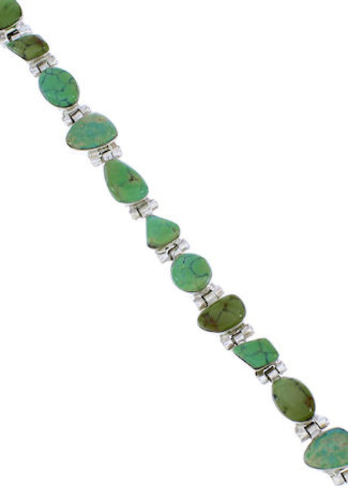 Genuine Sterling Silver Southwestern Turquoise Link Bracelet PS71583