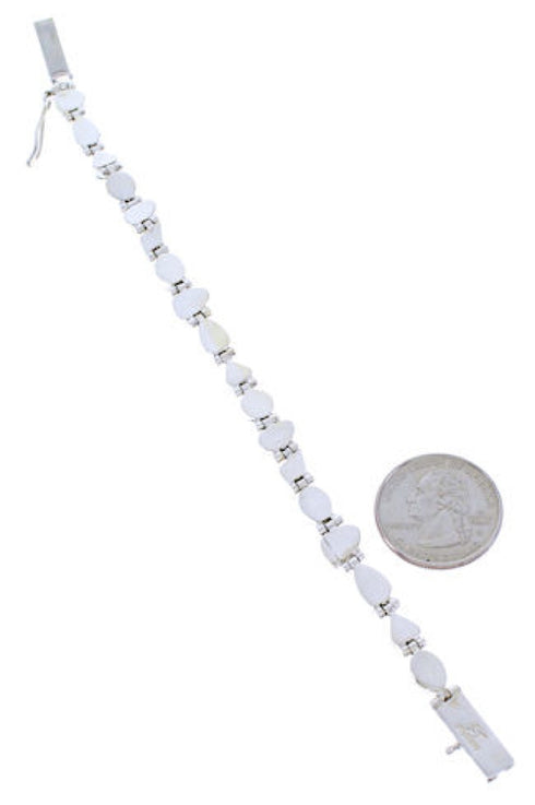 Genuine Sterling Silver Southwestern Turquoise Link Bracelet PS71583