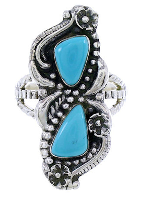 Southwestern Turquoise Sterling Silver Ring Size 8-3/4 PS72238