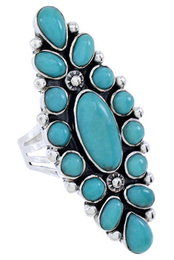 Southwest Jewelry Sterling Silver Turquoise Ring Size 6-3/4 DW72471