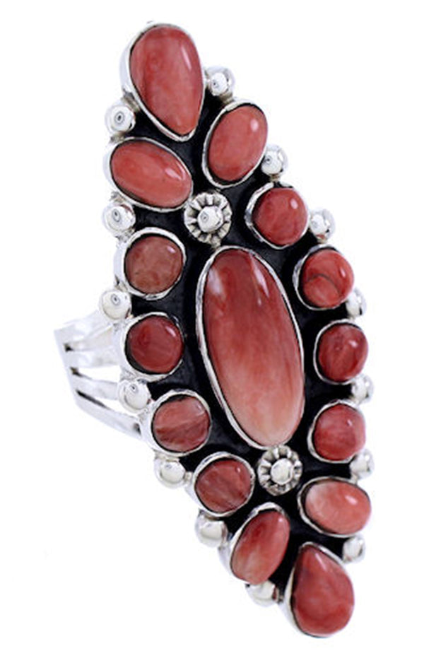 Red Oyster Shell Southwestern Large Statement Ring Size 8-1/4 BW72052