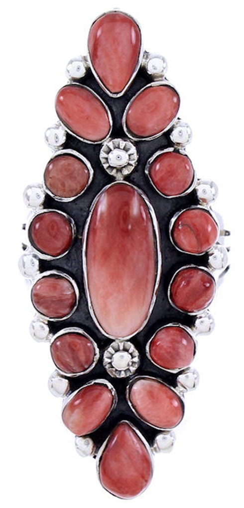 Red Oyster Shell Southwestern Large Statement Ring Size 8-1/4 BW72052
