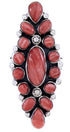Red Oyster Shell Jewelry Large Statement Ring Size 7-3/4 BW72063