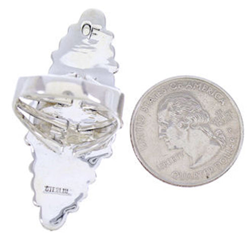 Red Oyster Shell Jewelry Large Statement Ring Size 7-3/4 BW72063