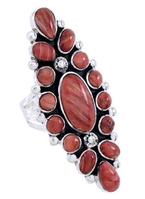 Silver Red Oyster Shell Large Statement Piece Ring Size 9-1/4 BW72073