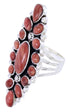 Silver Red Oyster Shell Large Statement Piece Ring Size 9-1/4 BW72073