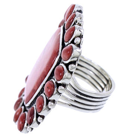 Red Oyster Shell Jewelry Large Statement Ring Size 6-1/2 BW72076