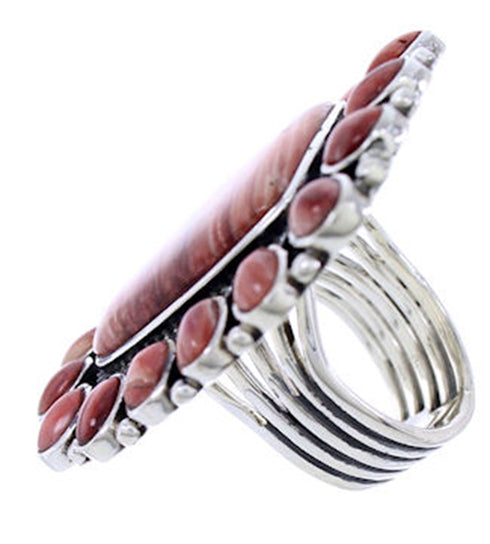 Southwest Red Oyster Shell Large Statement Ring Size 6-3/4 BW72077