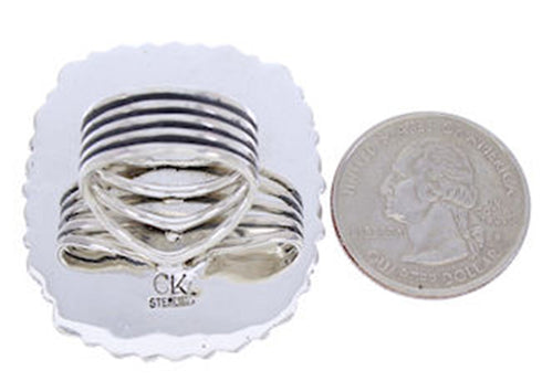 Southwest Red Oyster Shell Large Statement Ring Size 6-3/4 BW72077