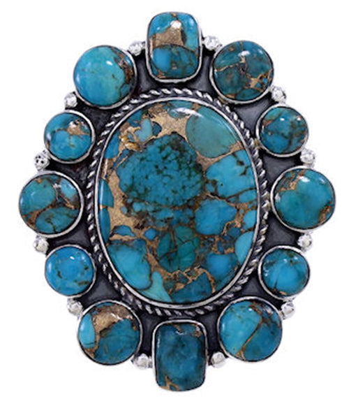 Southwest Turquoise Jewelry Large Statement Ring Size 8-1/2 YS71919