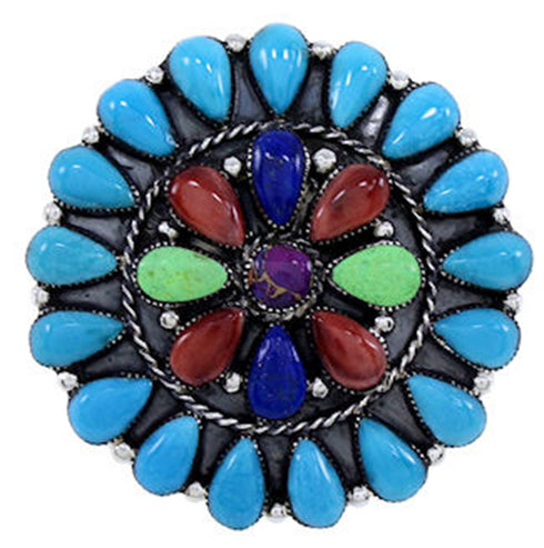 Turquoise Multicolor Southwest Large Statement Ring Size 7-3/4 BW72210