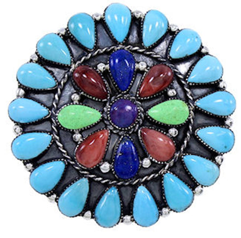 Sterling Multicolor Southwest Large Statement Ring Size 7-3/4 BW72221