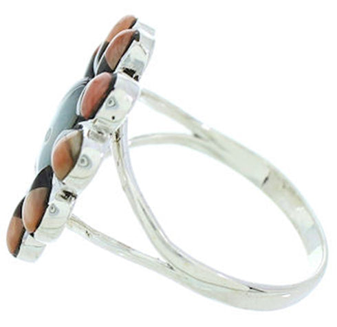 Southwest Sun Multicolor Silver Ring Size 8-3/4 YS72114