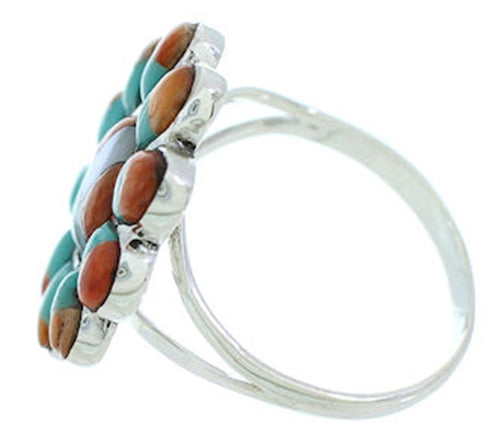 Sun Multicolor Southwest Silver Jewelry Ring Size 6-1/2 YS72140