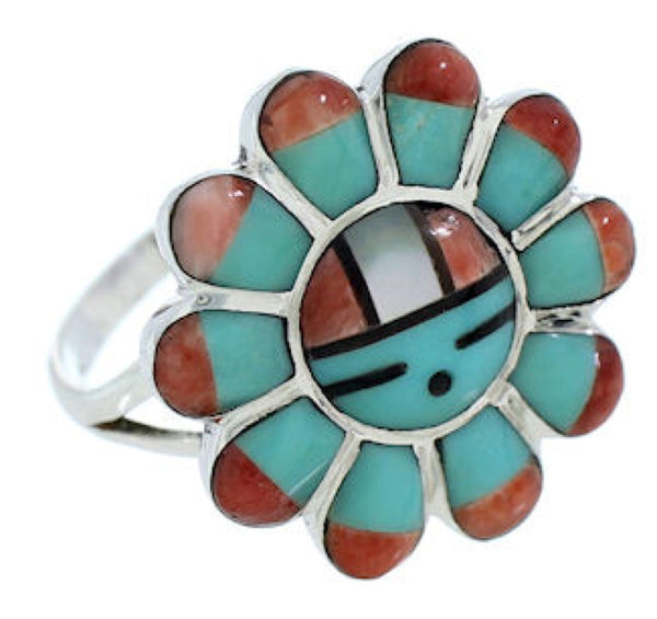 Sun Multicolor Silver Southwest Jewelry Ring Size 5-3/4 YS72144
