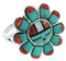 Multicolor Inlay Sun Silver Southwest Jewelry Ring Size 7-3/4 YS72201