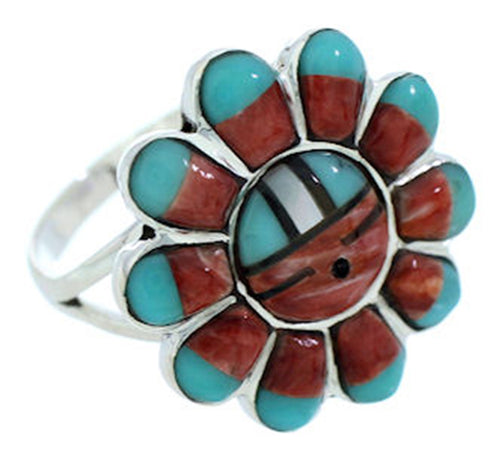 Sterling Silver Multicolor Sun Ring Size 8-3/4 YS72207