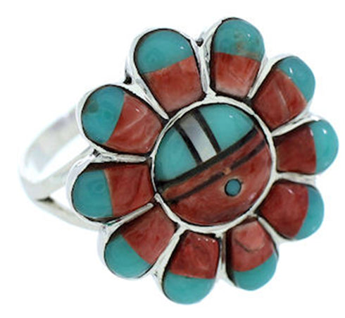 Silver Southwest Jewelry Multicolor Sun Ring Size 8-3/4 YS72237