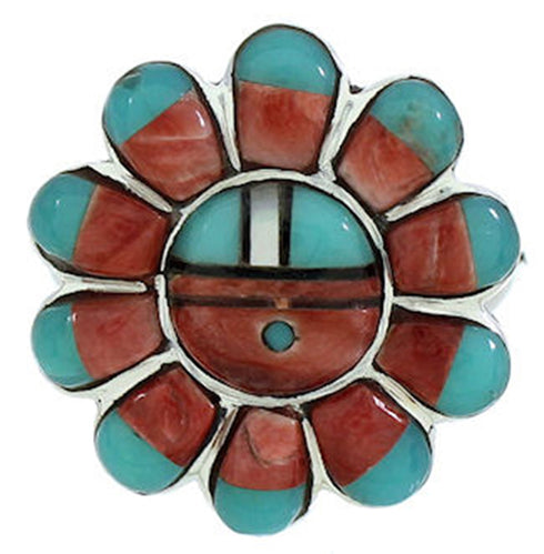 Silver Jewelry Southwest Multicolor Sun Ring Size 5-3/4 YS72243