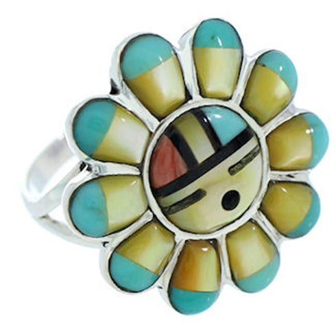 Silver Jewelry Southwest Multicolor Sun Ring Size 5-3/4 YS72255