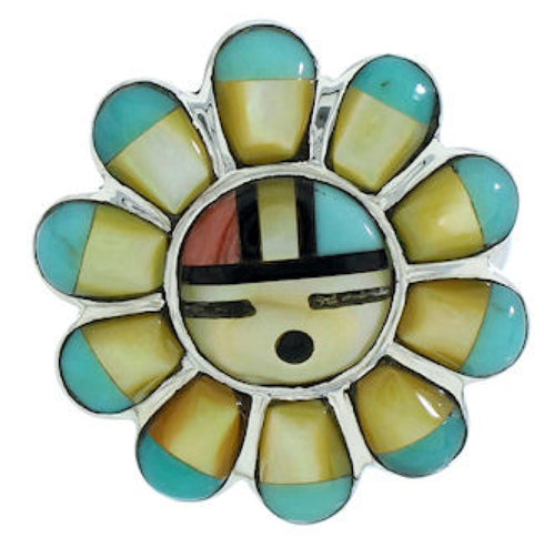 Silver Jewelry Southwest Multicolor Sun Ring Size 5-3/4 YS72255