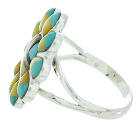 Silver Jewelry Southwest Multicolor Sun Ring Size 5-3/4 YS72255