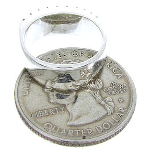 Sterling Silver And Turquoise Inlay Ring Size 5-3/4 Jewelry CW63682