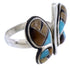 Multicolor Tiger Eye Sterling Silver Butterfly Ring Size 7-1/2 AS42919