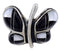 Mother of Pearl Black Jade Silver Butterfly Ring Size 8-1/2 AW72498