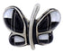 Mother of Pearl Black Jade Silver Butterfly Ring Size 8-1/2 AW72498