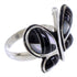Mother of Pearl Black Jade Silver Butterfly Ring Size 9-3/4 AS42880