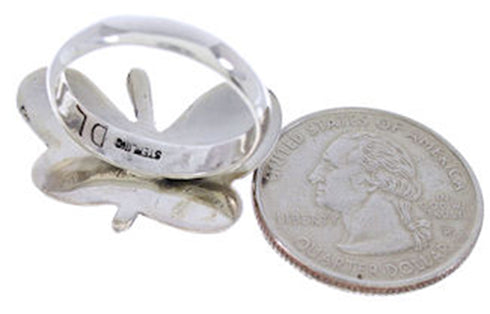 Silver Mother of Pearl Black Jade Butterfly Ring Size 9-1/4 AW72505