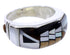 Genuine Sterling Silver And Multicolor Inlay Ring Size 5-3/4 AW72421