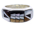 Genuine Sterling Silver And Multicolor Inlay Ring Size 5-3/4 AW72421
