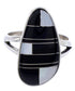 Black Jade Mother Of Pearl Silver Jewelry Ring Size 6-1/2 RS41357