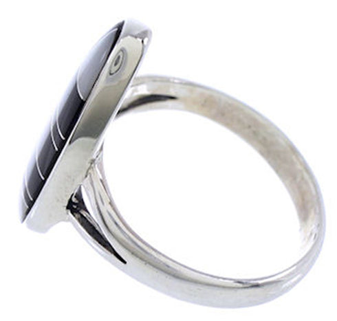 Black Jade Mother Of Pearl Silver Jewelry Ring Size 6-1/2 RS41357