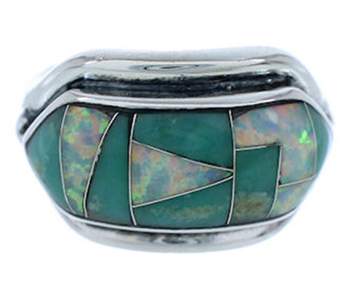 Turquoise Opal Inlay Silver Ring Size 5-3/4 BW72267