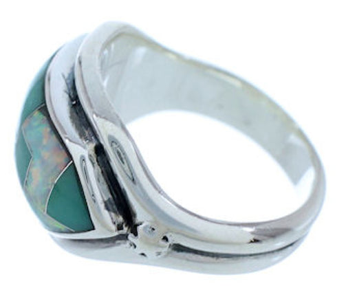 Turquoise Opal Inlay Silver Ring Size 5-3/4 BW72267