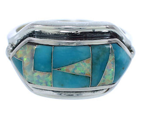 Turquoise Opal Inlay Ring Jewelry Size 5-3/4 BW72279