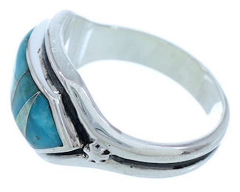 Turquoise Opal Inlay Ring Jewelry Size 5-3/4 BW72279