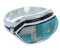 Turquoise Opal Inlay Southwestern Silver Ring Size 7-3/4 BW72283