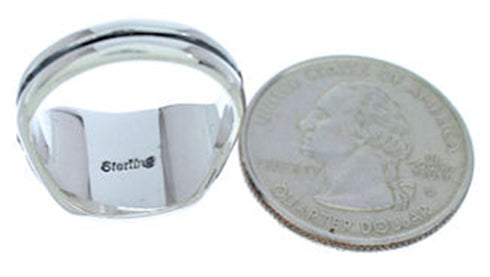 Turquoise Opal Inlay Southwestern Silver Ring Size 7-3/4 BW72283