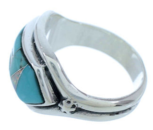 Sterling Silver Jewelry Turquoise And Opal Ring Size 6-3/4 BW72291