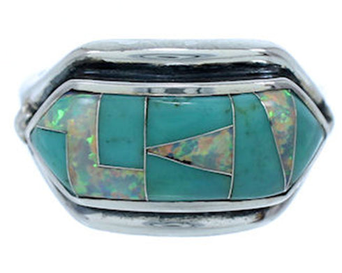 Silver Jewelry Turquoise Opal Southwest Ring Size 5-3/4 BW72300
