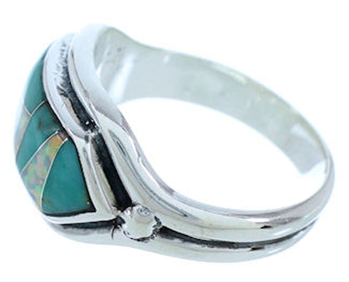 Turquoise Opal Southwestern Silver Ring Size 5-3/4 BW72303