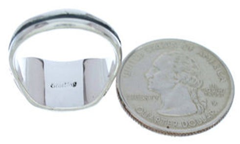 Turquoise Multicolor Inlay Silver Ring Size 6-3/4 BW72387