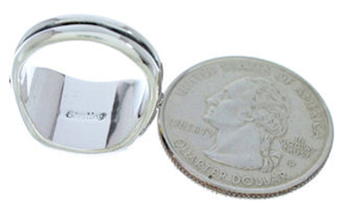 Southwest Black Jade Yellow Mother Of Pearl Ring Size 5-3/4 BW72407