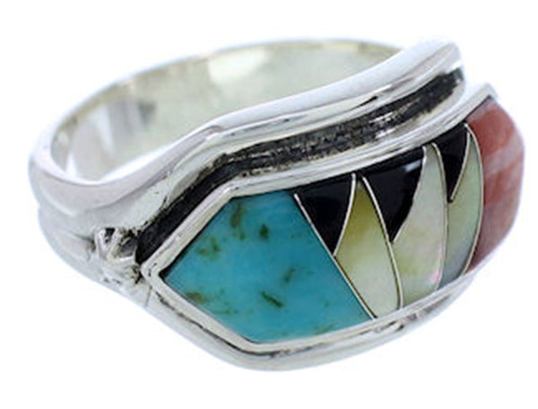 Southwest Multicolor Silver Ring Size 7-1/2 YS72309